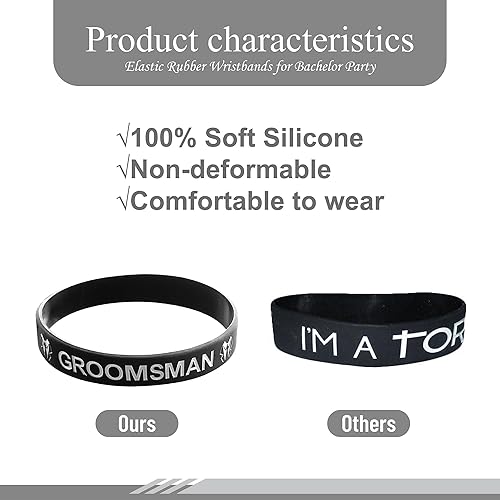 Miniatura 3 de PartyGifts&beyond Pulseras de regalo de despedida de soltero, regalo de propuesta de padrinos de boda, 7 pulseras de silicona para novios de boda,