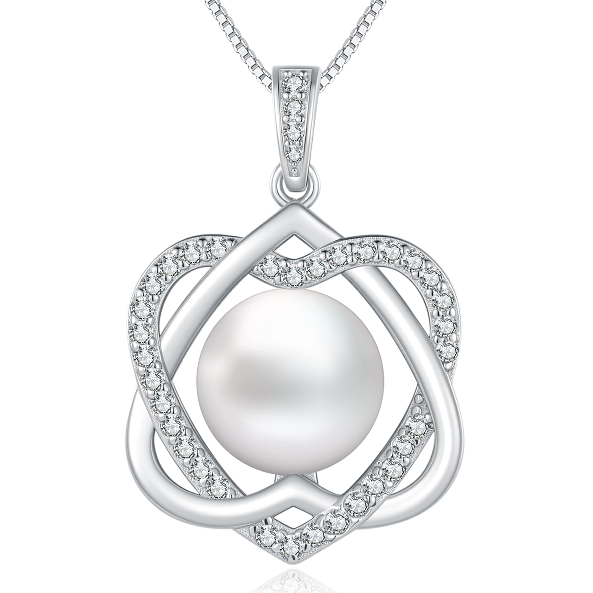 AAAA+ 10-11mm Infinity Heart Natural Pearl Necklace for Women Edison Pearl