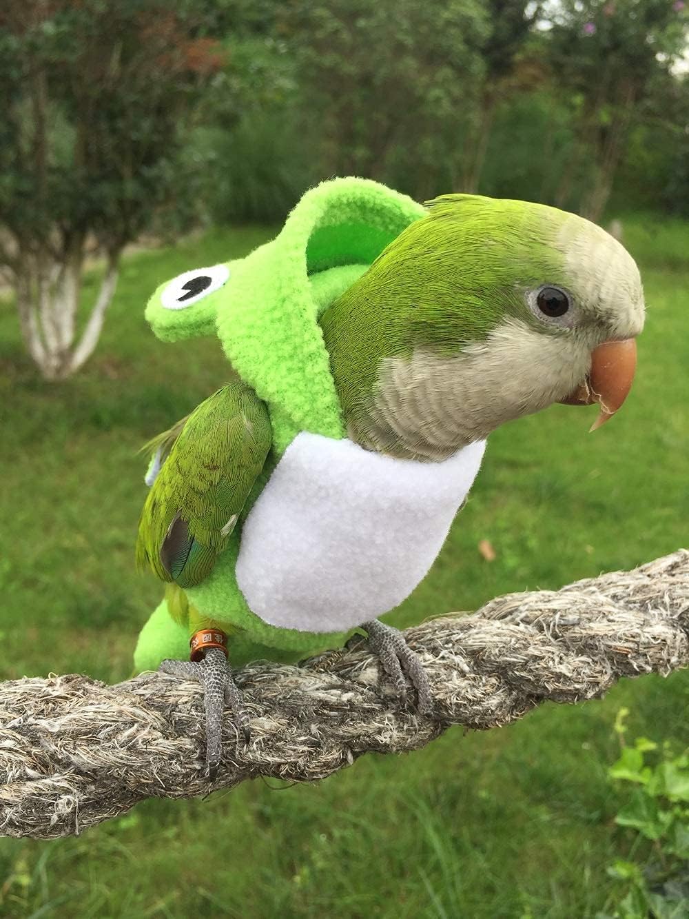 Bird Diaper Parrot Flight Suit - Reusable Waterproof Bird Clothes for Parrots African Greys Parakeet Cockatiel Sun Conure Christmas Birthday Cosplay Photo Prop Small Animals Apparel (5XL,Frog)