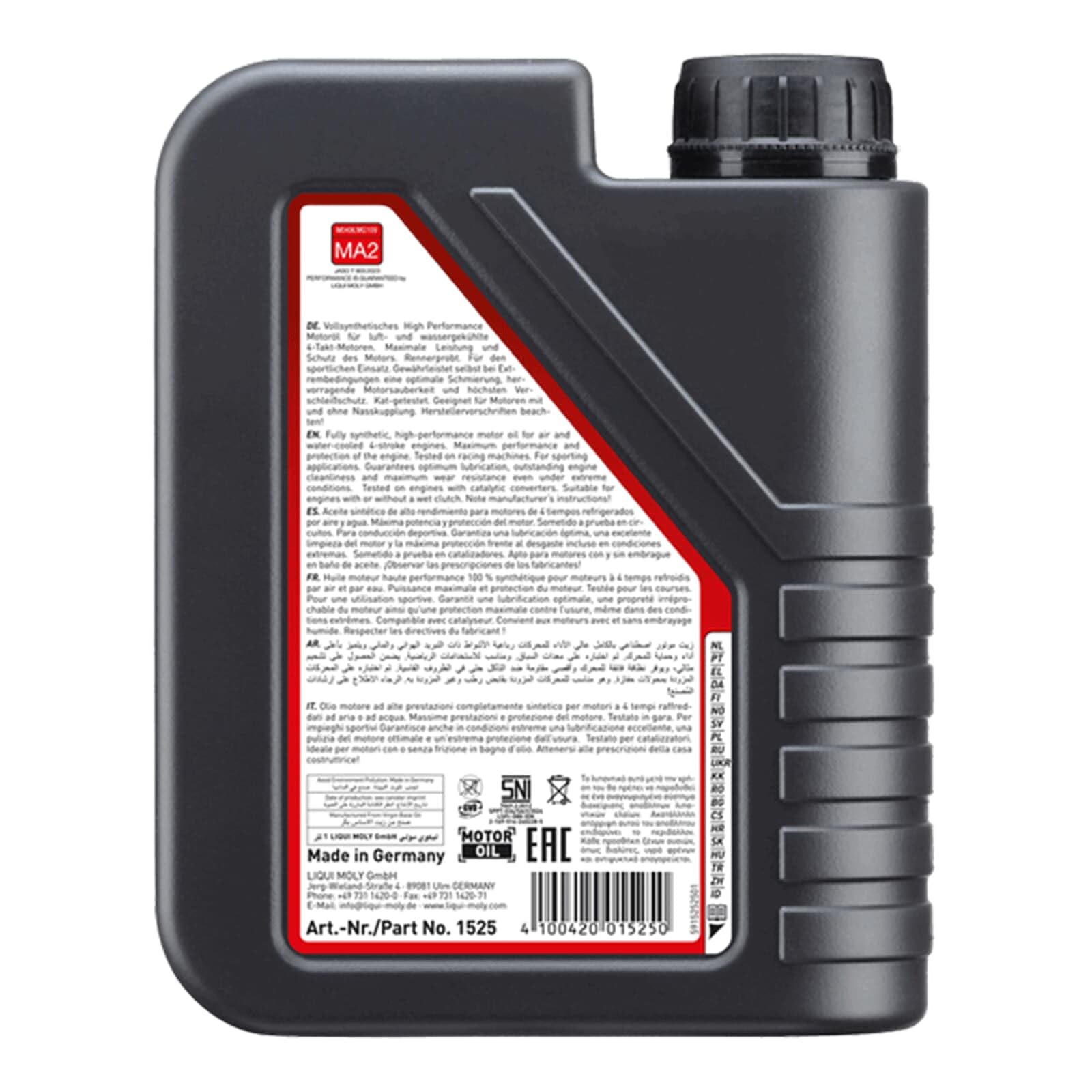 LIQUI MOLY Motorbike 4T Synth 10W-60 Street Race, 1 L, Huile de moto à 4 coups, SKU: 1525