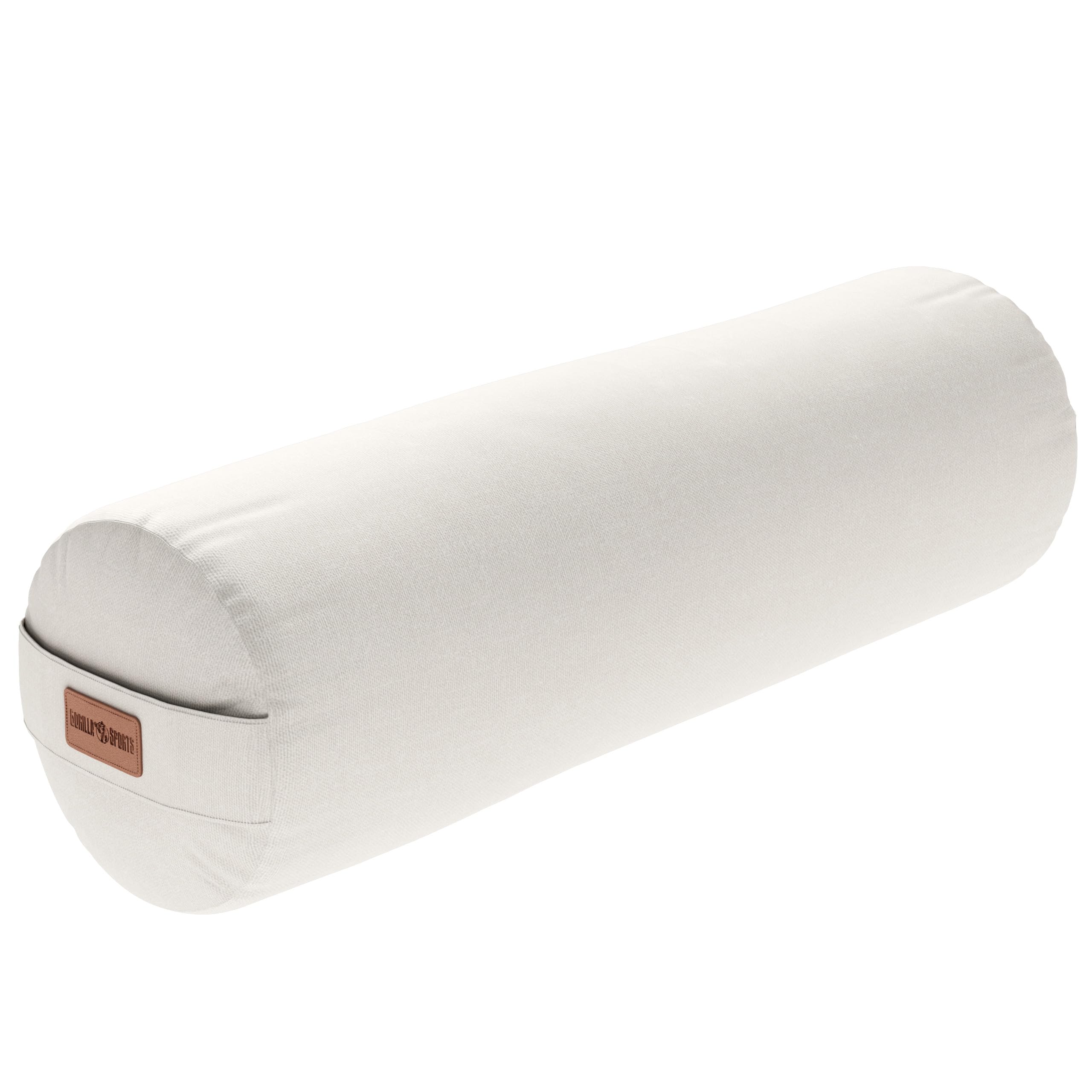 GORILLA SPORTS® Yoga Bolster - Ø20 cm, Waschbarer Bezug, aus 100% Baumwolle, mit Dinkelfüllung, Tragegriff, Farbawhl - Yogarolle, Yogakissen, Yogabolster, Pilates, für Restorative Yoga