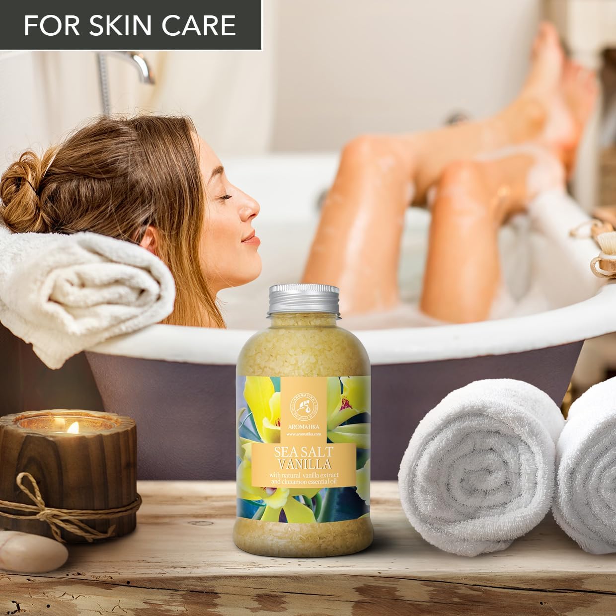 Sea Salt Vanilla 21.16 Oz - w/Vanilla & Cinnamon Essential Oils - Natural Bath Sea Salts - Best for Bath - Good Sleep - Relaxing - Body Care - Beauty - Image 8