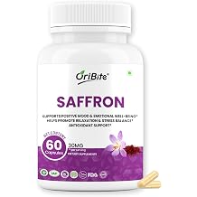 Saffron Supplement 30mg 100% Pure Saffron Extract Capsules for Mood, Energy, Focus & Eye Health Antioxidant Support Vegan, Non-GMO, Gluten-Free 60 Capsules