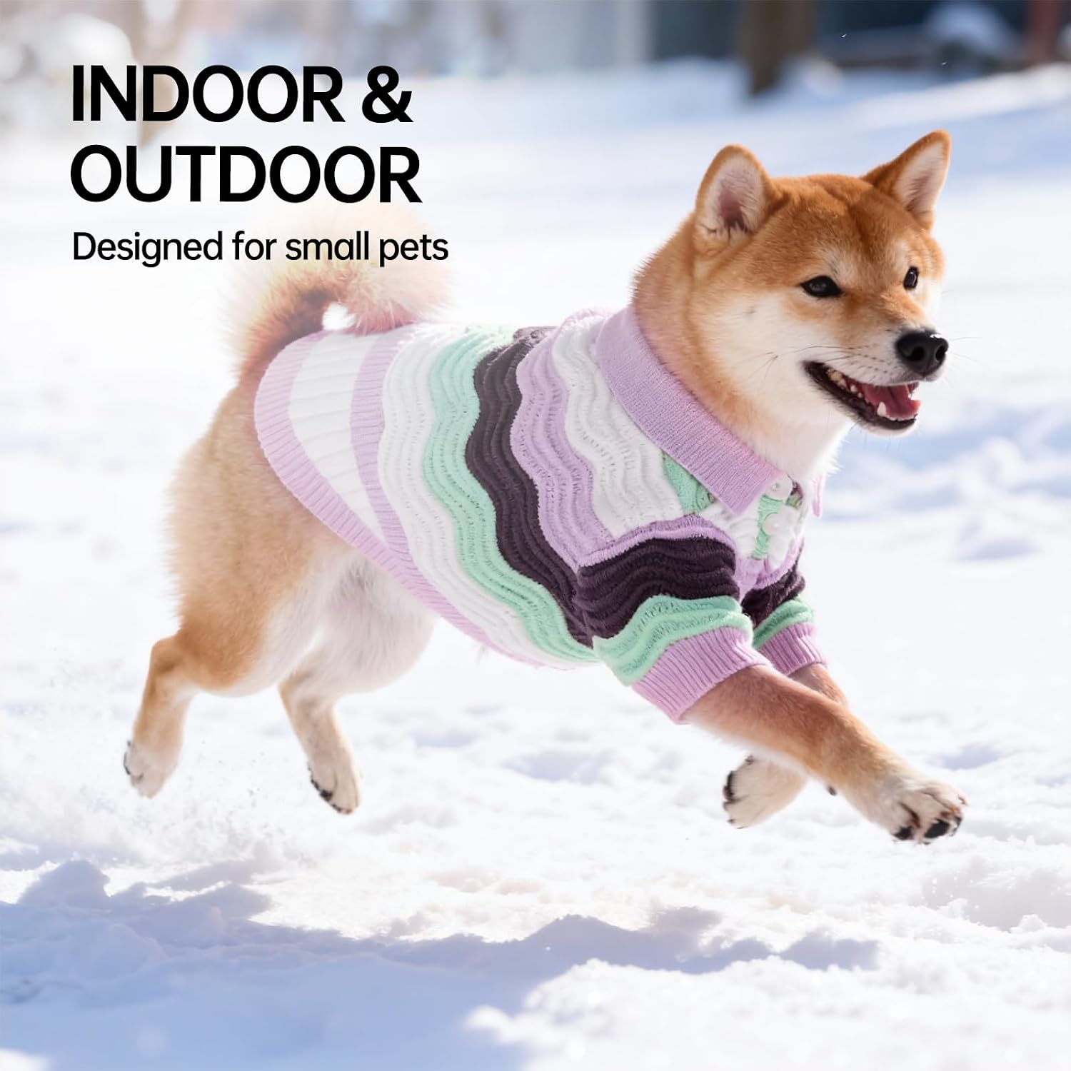 TOUCHDOG Knitted Dog Sweater for Small and Medium Dogs, Soft Warm Puppy Sweater, Cozy Pullover Pet Clothes for Cold Weather (Purple, Small)