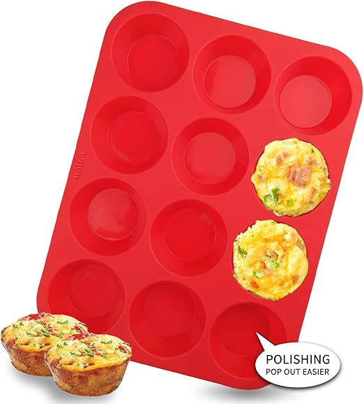 Walfos Silicone Muffin Pan 12 Cups Regular Silicone