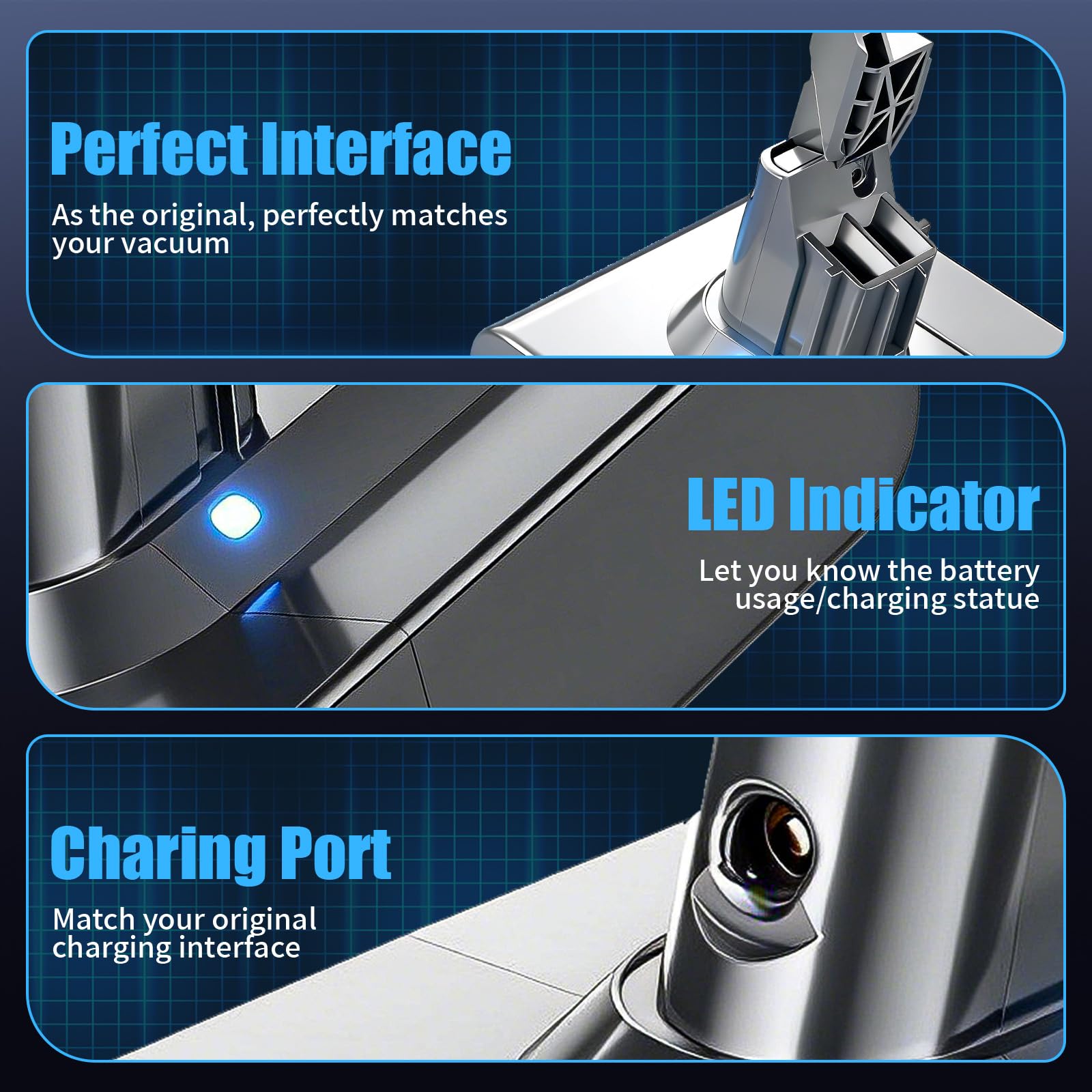 V7 Akku 8000mAh Ersatzakku für Dyson V7 Absolute Mattress Allergy Trigger Fluffy Fluffy extra Extra Animal Animal Pro+ Motorhead total clean Car +Boat