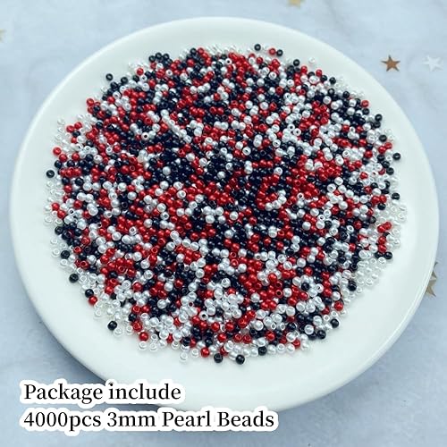 Miniatura 10 de Cuentas de perlas, 4000 cuentas para manualidades, perlas sueltas de 0.118 pulgadas, cuentas espaciadoras redondas para aretes, pulseras, collares,