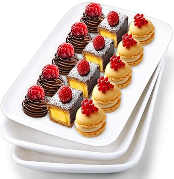 Set Of 6 10 Inch White Rectangular Serving Plates | Ceramic Rectangle Plates Porcelain Dessert Plates Rectangular Appetizer Plates Salad Plates Dinner Plates,for Salad Fruit