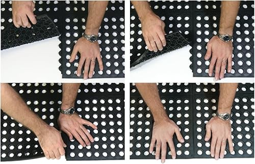 Miniatura 5 de Rubber-Cal Dura-Chef - Alfombrilla de goma antifatiga con enclavamiento comercial, 12 x 36 x 36 pulgadas, color negro, paquete de 8