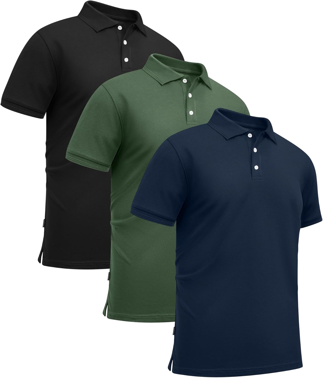 GEEK LIGHTING 3 Pack Mens Polo Shirts Short Sleeve Moisture Wicking Performance Golf Shirt for Men Casual Collared Shirt
