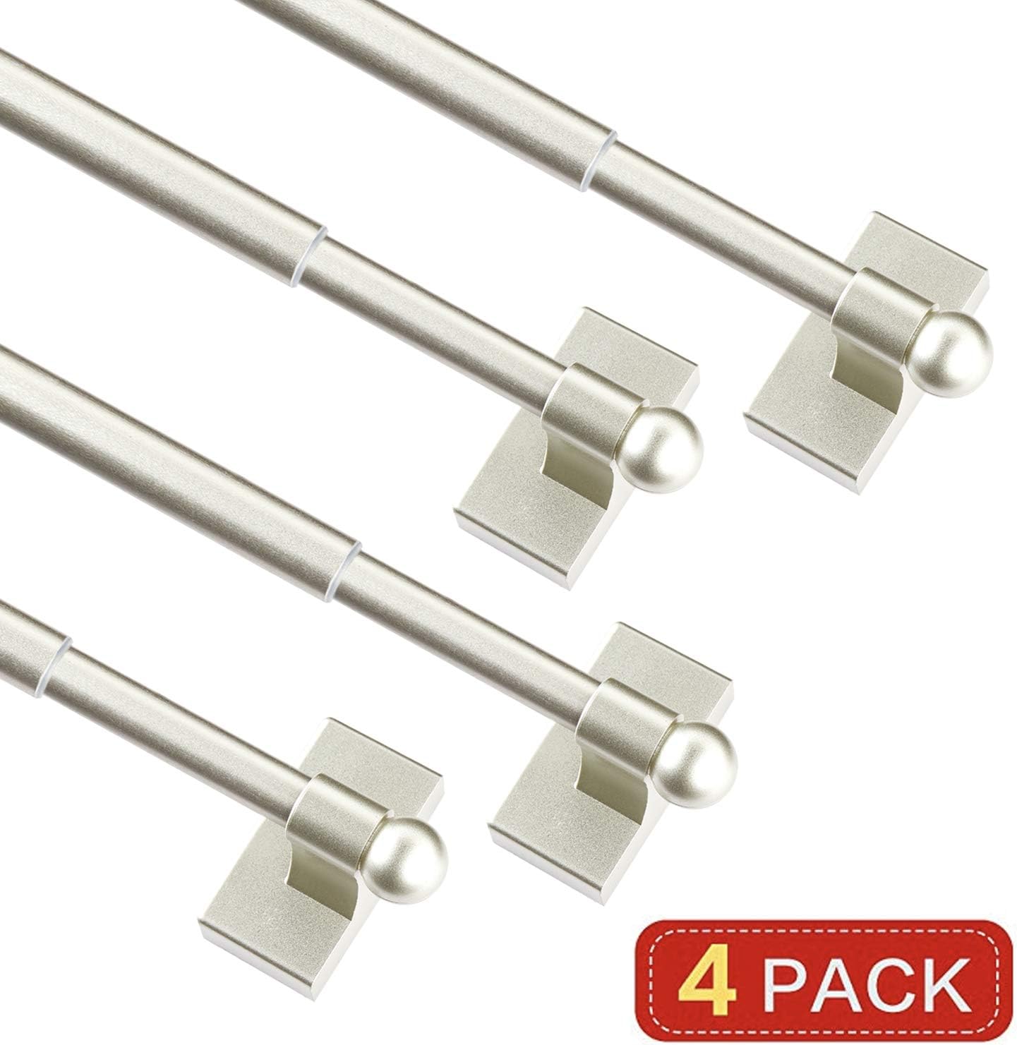Magnetic Curtain Rods Multi-Use Adjustable Appliance Metal Doors Magnetic Rods, 16-28 Inch, 1/2 Inch Diameter, 4 Pack,Nickel
