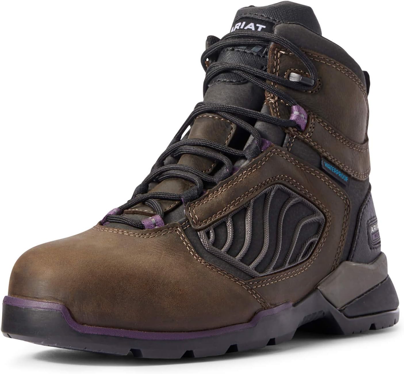 Ariat Womens Rebar Flex 6" Waterproof Carbon Toe Work Boot Dark Brown 8.5