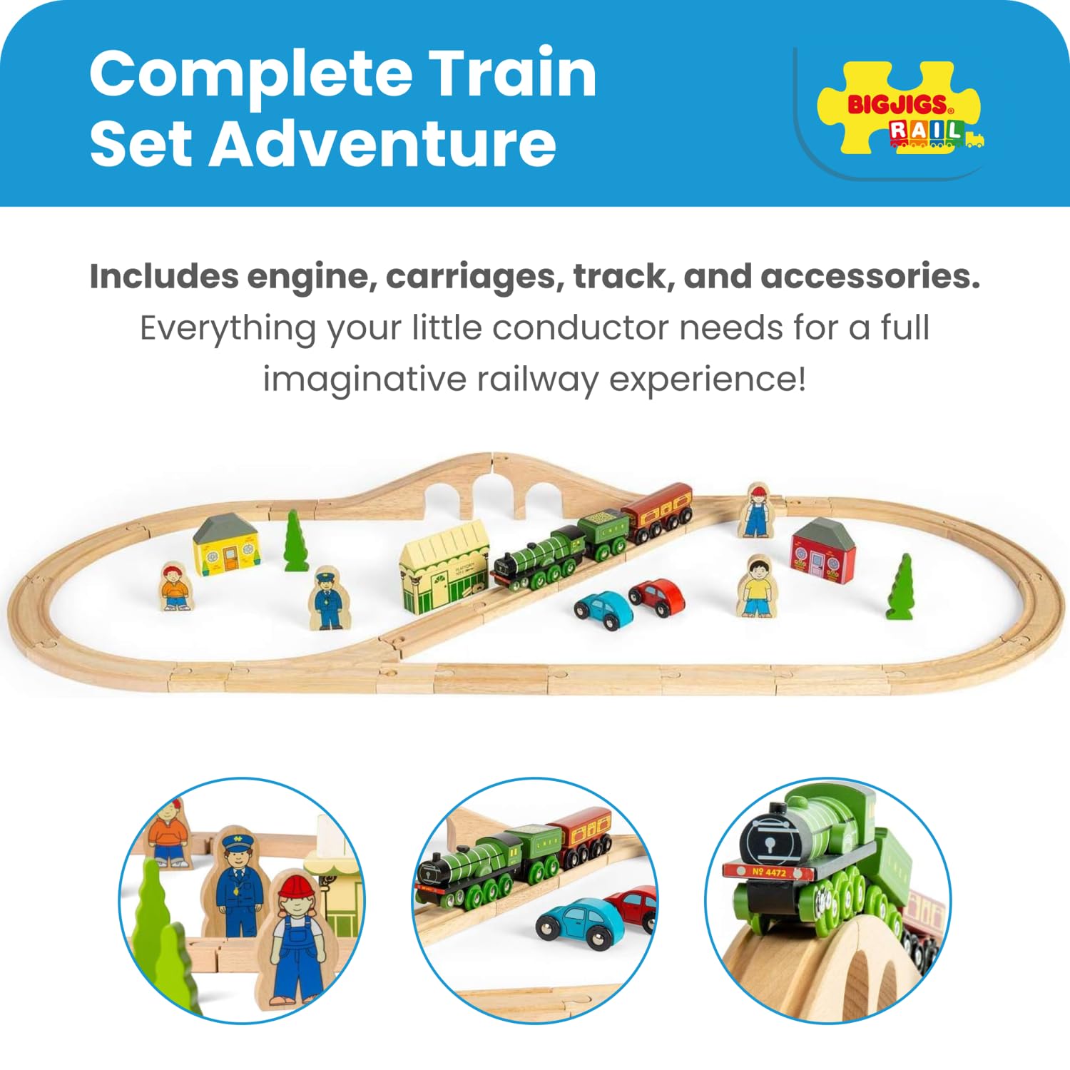 Bigjigs Rail Heritage Collection Flying Scotsman Train Set - 40 Play Pieces