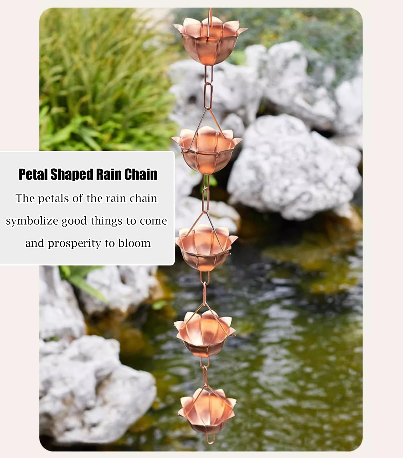 Catena Antipioggia Decorativa KAM Home Flower - 2.6 M In Bronzo Con Adattatore Per Grondaia - Foto 10