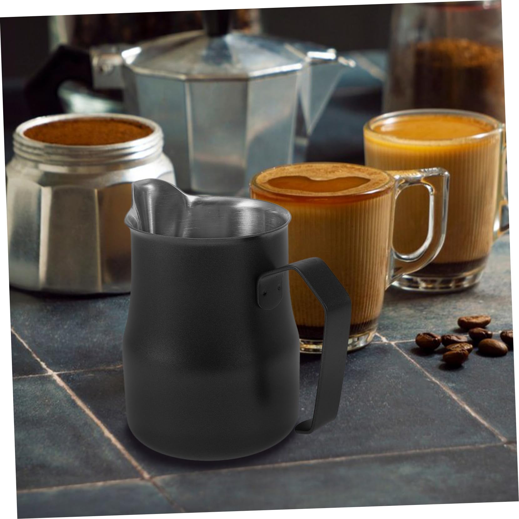 Jarra de Leche de Acero Inoxidable con Textura Antideslizante Diseño Estampado para Arte Latte Espumador para Café Espresso y Capuchino Accesorio Profesional para