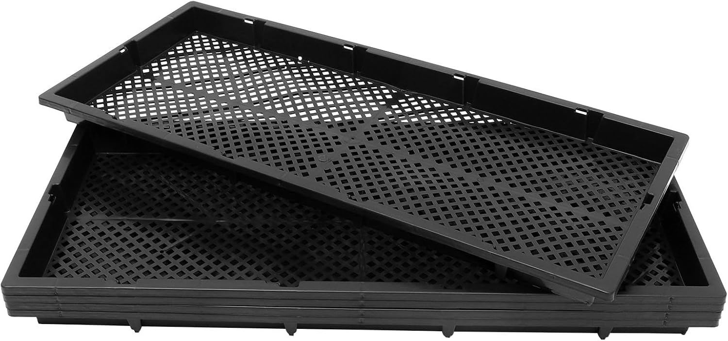5pcs Plastic Nursery Germination Trays 56x24x3cm Stackable Hydroponic Seedling Planting Containers for Gardening and Indoor Seed Propagation