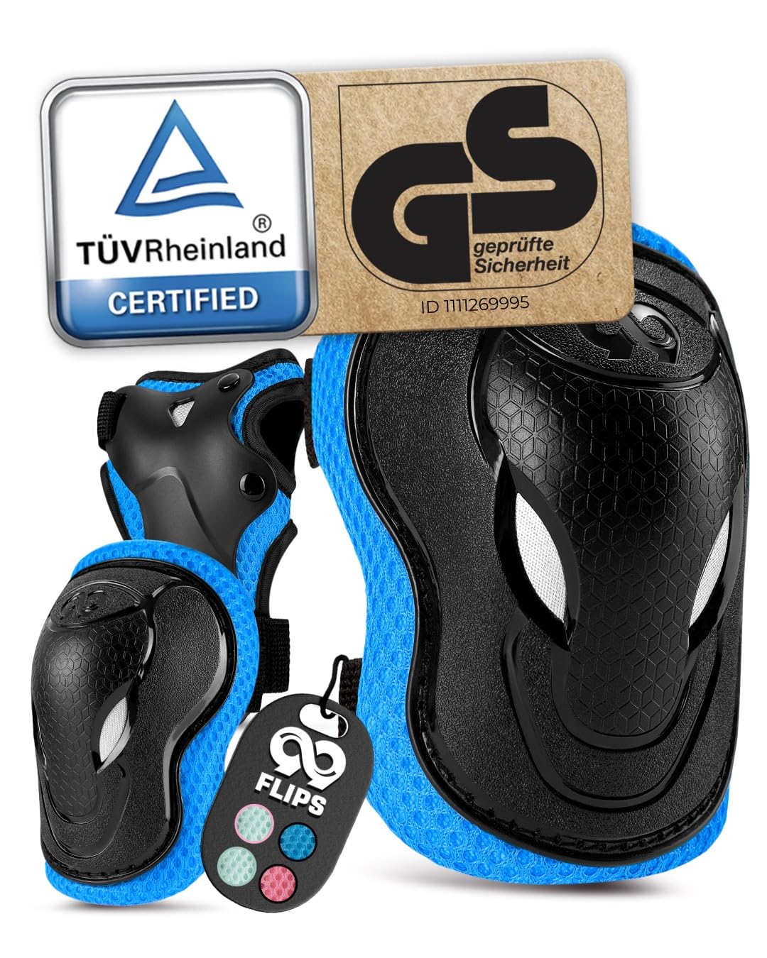 99FLIPS Protecciones Patines Niña e Niño Set [6 Piezas] para Patines en Línea y Monopatín - Coderas, Muñequeras y Rodilleras, Protectores para Niña Skate