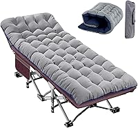 Vista 22 de Slsy Cuna de campamento con colchón de espuma viscoelástica de 2 pulgadas, cama plegable acolchada mejorada con bolsa de transporte, catre de dormir