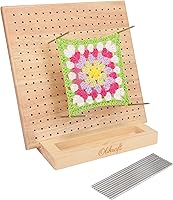 Vista 10 de Olikraft Tabla de bloqueo de ganchillo de 9.5" con clavijas, 50 alfileres, tablas de bloqueo cuadradas de abuela para proyectos de ganchillo