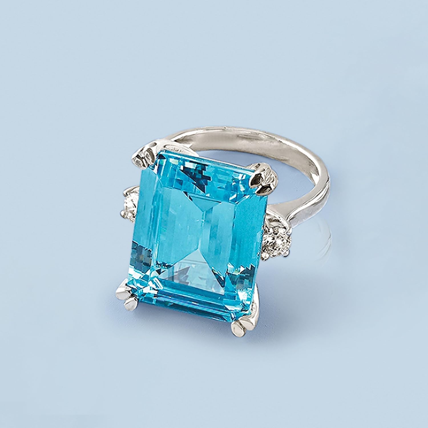 Ross-Simons 17.00 Carat Simulated Aquamarine Ring With .30 ct. t.w. Czs in Sterling Silver - Image 6