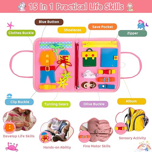 Miniatura 2 de HONGDDY Juguetes Montessori para niños pequeños, juguete de mesa sensorial para aprender habilidades motoras finas, libros silenciosos, juguetes de
