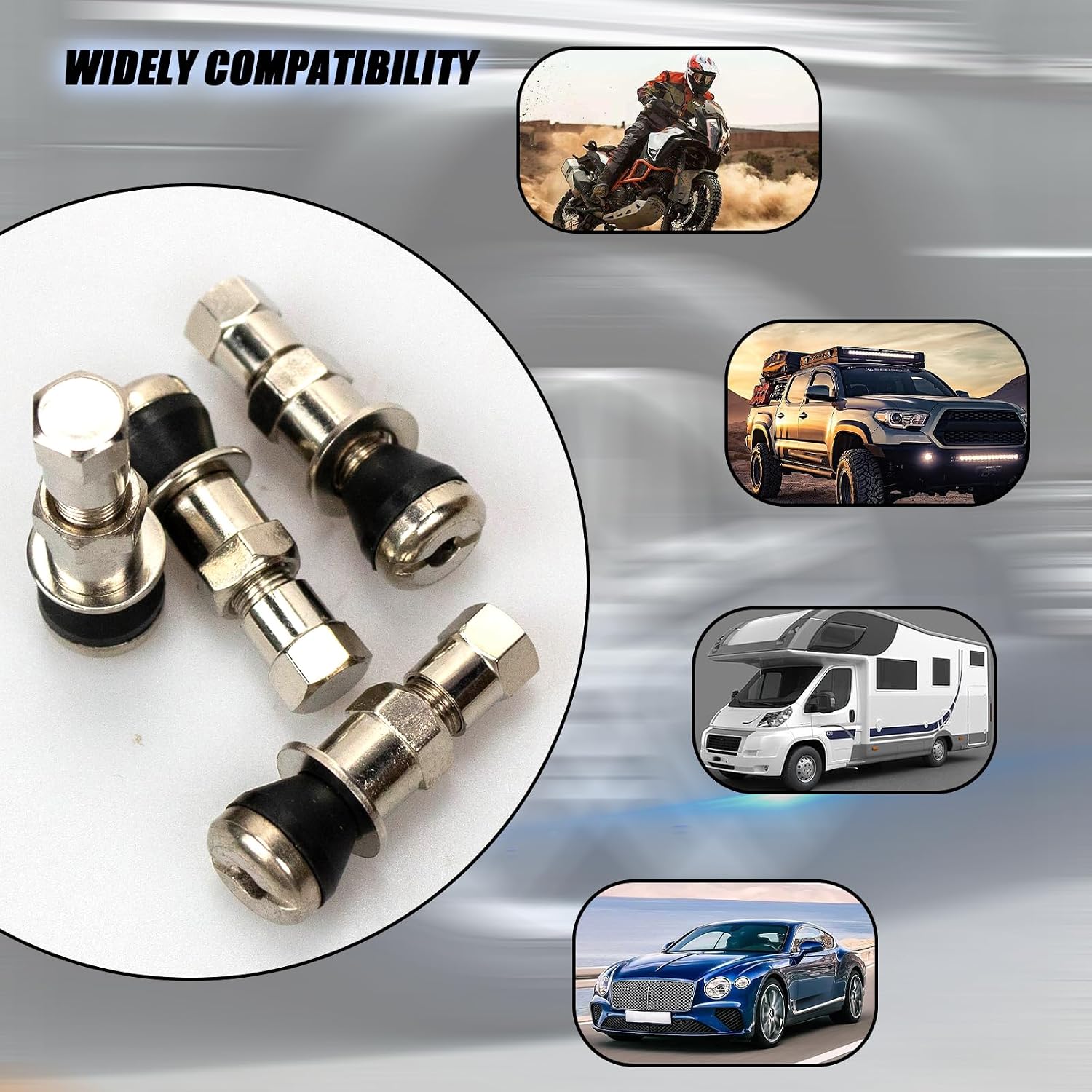 4 PCS TR-416 Metal Valve Stems Outer Mount, Fits 0.453 Inch and 0.625 Inch Rim Holes 1-1/2" Long