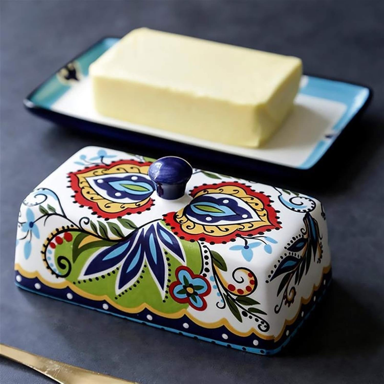 butter dish 1pc European Butter Plate with Lid Household Creative Ceramic Butter Box Food Container Perfect for Standard Butter Stick Butter Plate