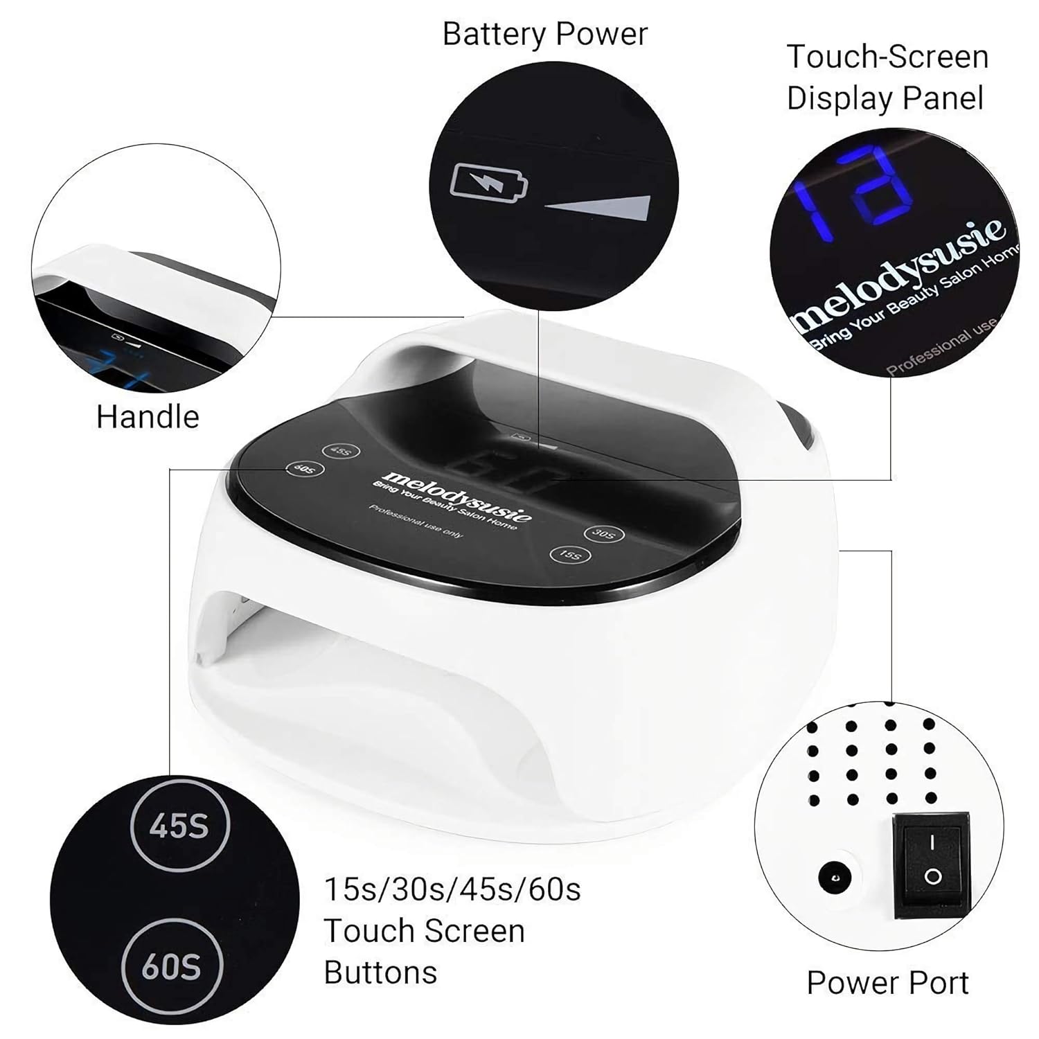 MelodySusie Cordless Gel Nail Lamp, Rechargeable UV LED Nail Dryer with High Capacity Battery, Professional Curing Lamp with Touch Screen Sensor for All Gel Nail Polish, Manicure Tools : Beauty & Personal Care