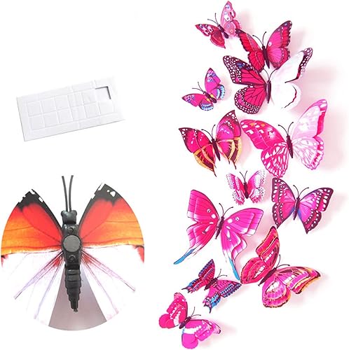 Miniatura 6 de 72 calcomanías de pared de mariposas 3D, calcomanías de mariposas vívidas, removibles, papel tapiz decorativo de pared para sala de estar y