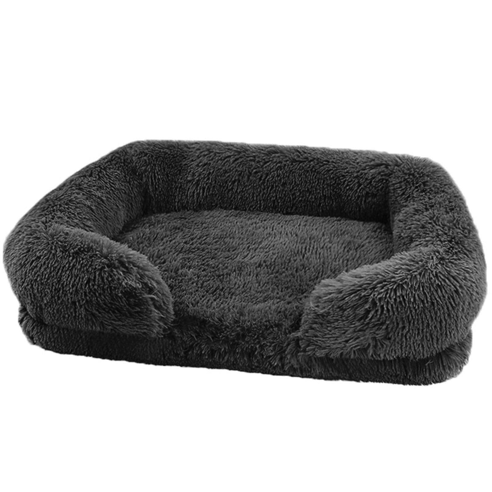 BangDon Rectangle Washable Removable Dog Bed with Soft Cosy Plush Breathable Cat Sofa Dog Bed for Small Medium Large Pet Mat (L(75x50x14cm),black)