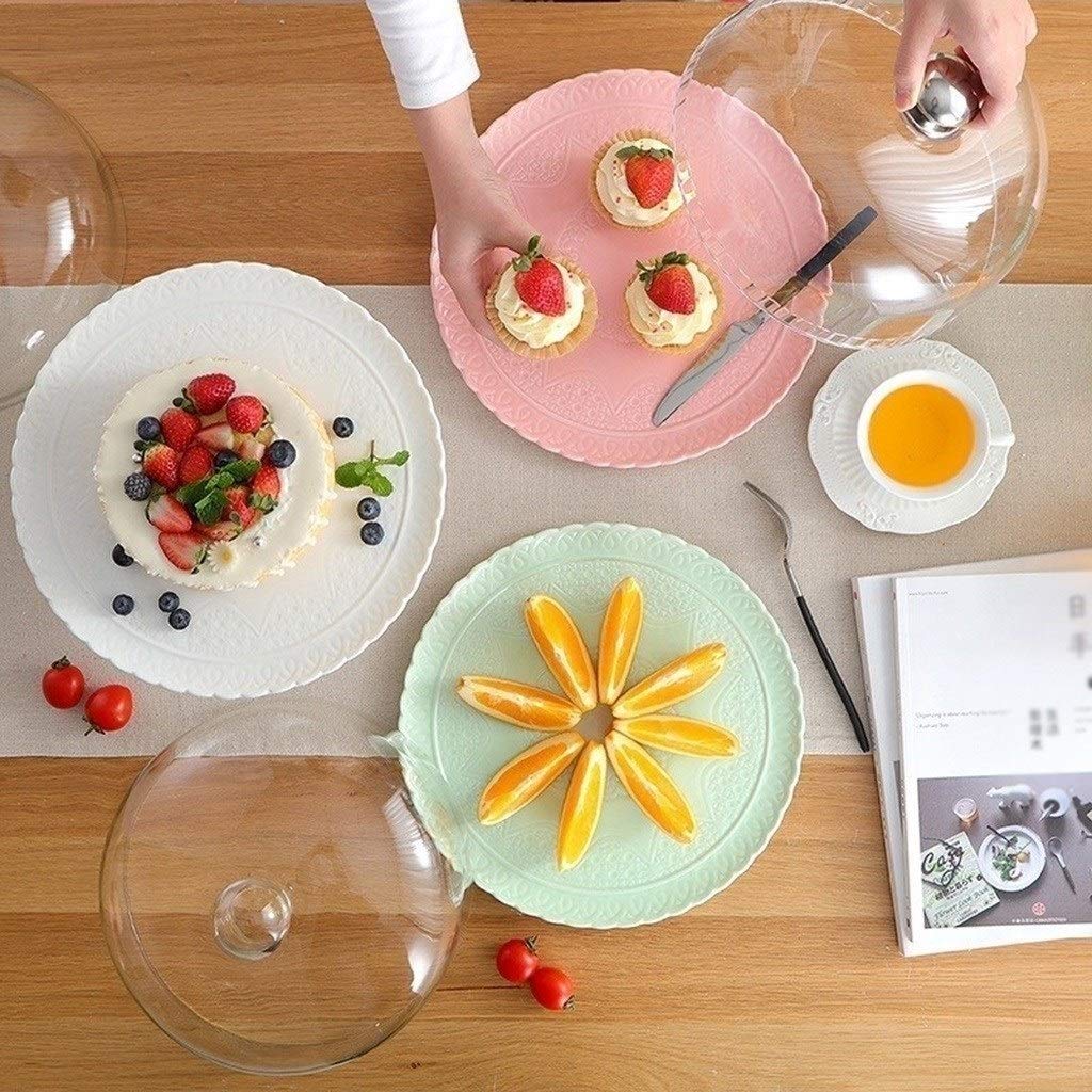 Hochzeitsbankett-Dekorationsteller, mit Glasabdeckung, Desserttisch, Gebäck, Präsentationstablett, Kuchenkuppel, Küche, Käseteller-Abdeckung(Bianco)