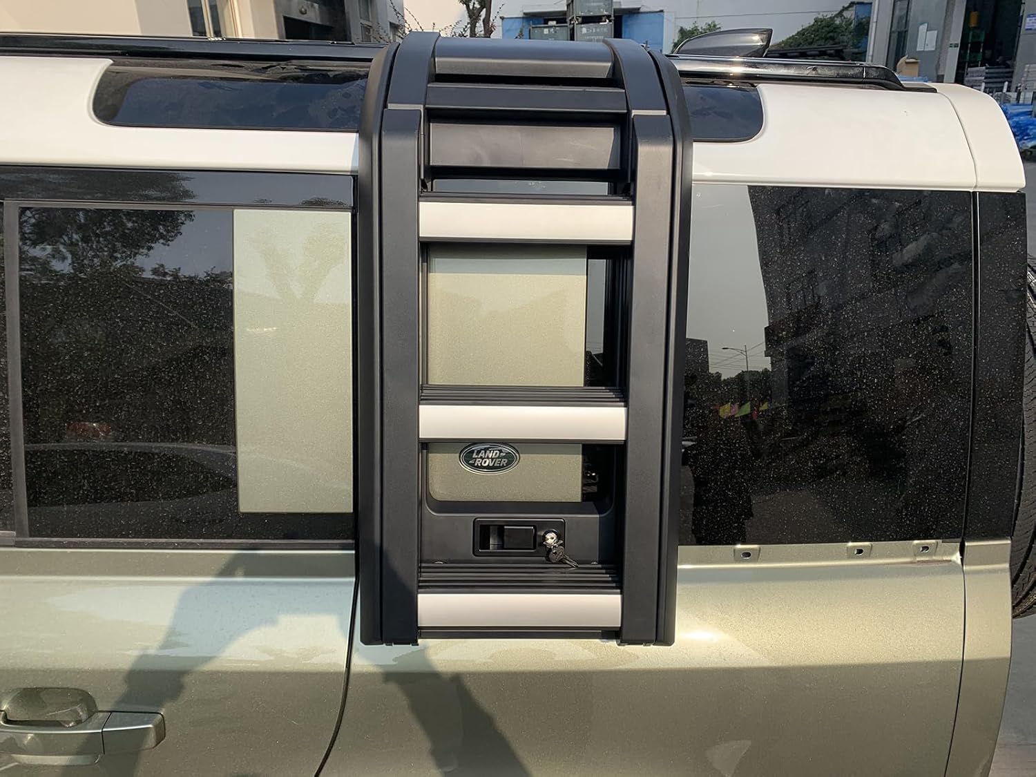 Matte Black Side Ladder Rack Luggage Carrier Side Access Ladder Fits for Land Rover Defender 110 90 130 2020 2021 2022 2023 2024 2025 Window Roof Step Ladders