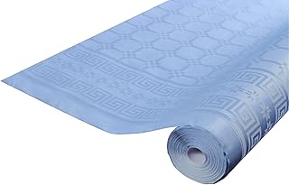 Pro Nappe - Ref R485015I - Mantel de Papel Damasco desechable en Rollo 50 M de Largo X 1,20 M de Ancho - Color Azul Cielo - Papel Damasco con Estampado Universal Chic y clásico