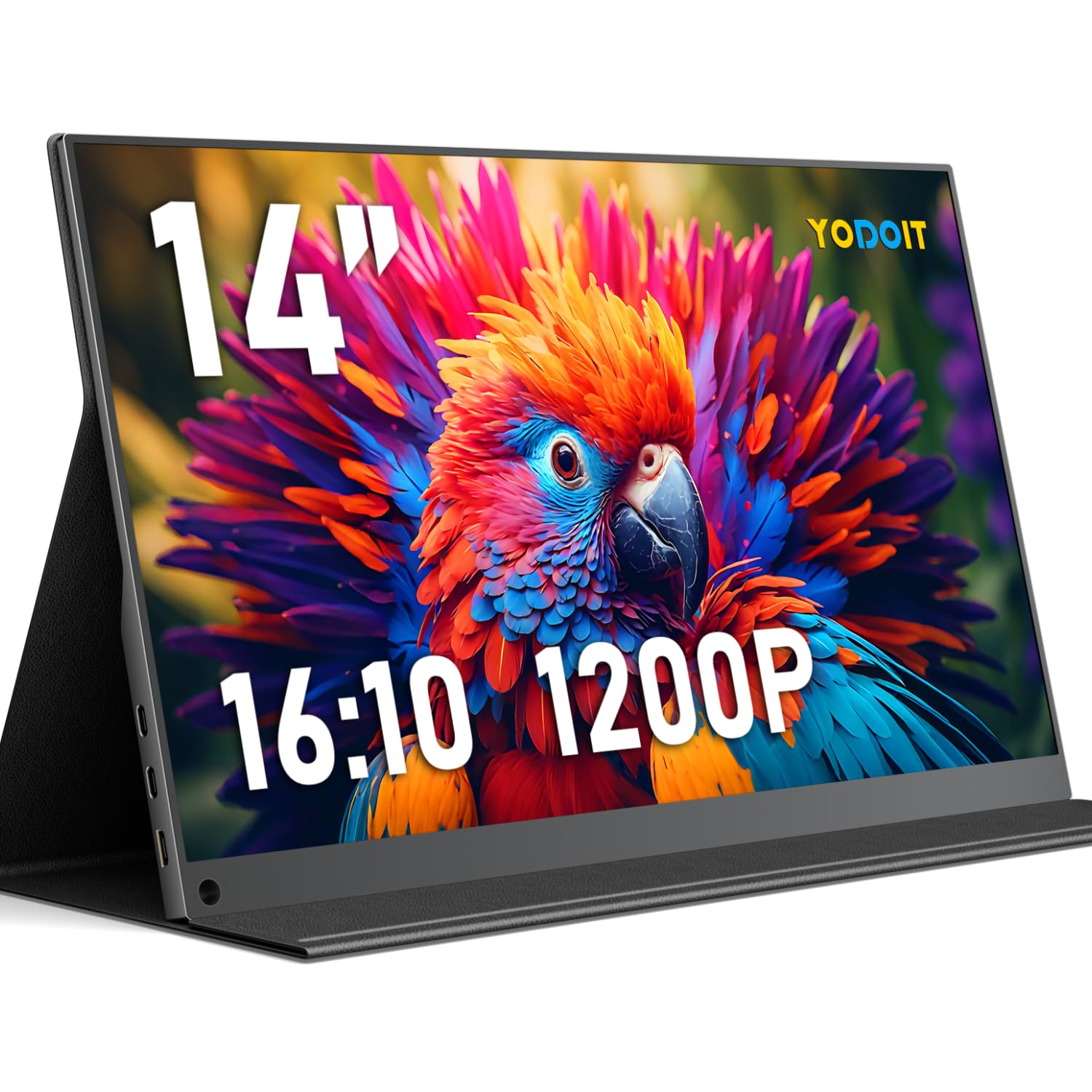 Yodoit Portable Monitor for Laptop 1920×1200 14" FHD Travel IPS Screen Display with USB Type C Port and Built-in Speakers with Cover Compatible with PC, MacBook, Xbox