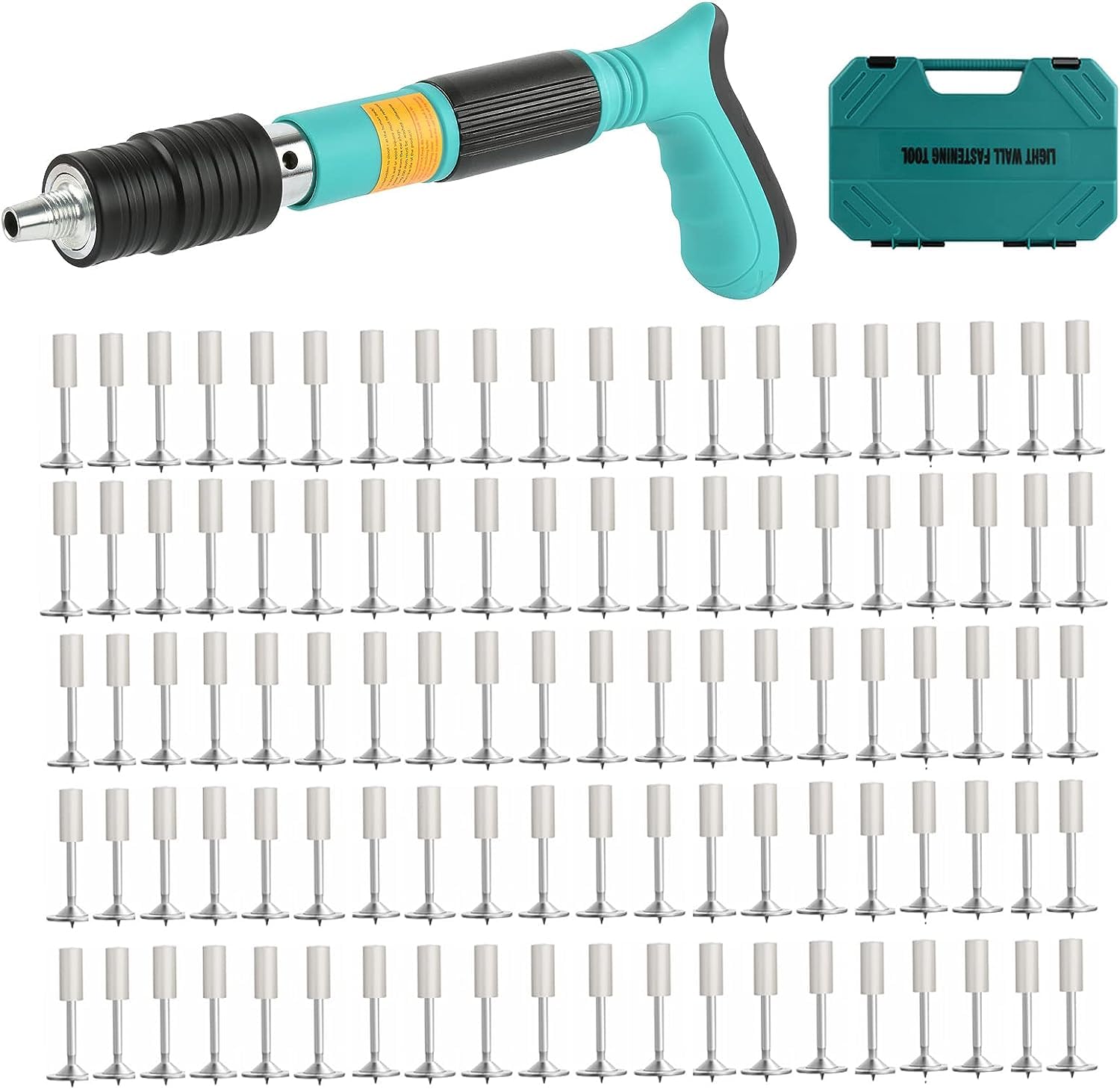 Concrete Nail Gun Kit with 110pcs Nails, 3 Speed Adjustable Manual Steel Nail Gun, Wall Fastening Power Tool, Portable Nail Shooting Machine, Wall Anchor Wire Slotting Device Household Decoration