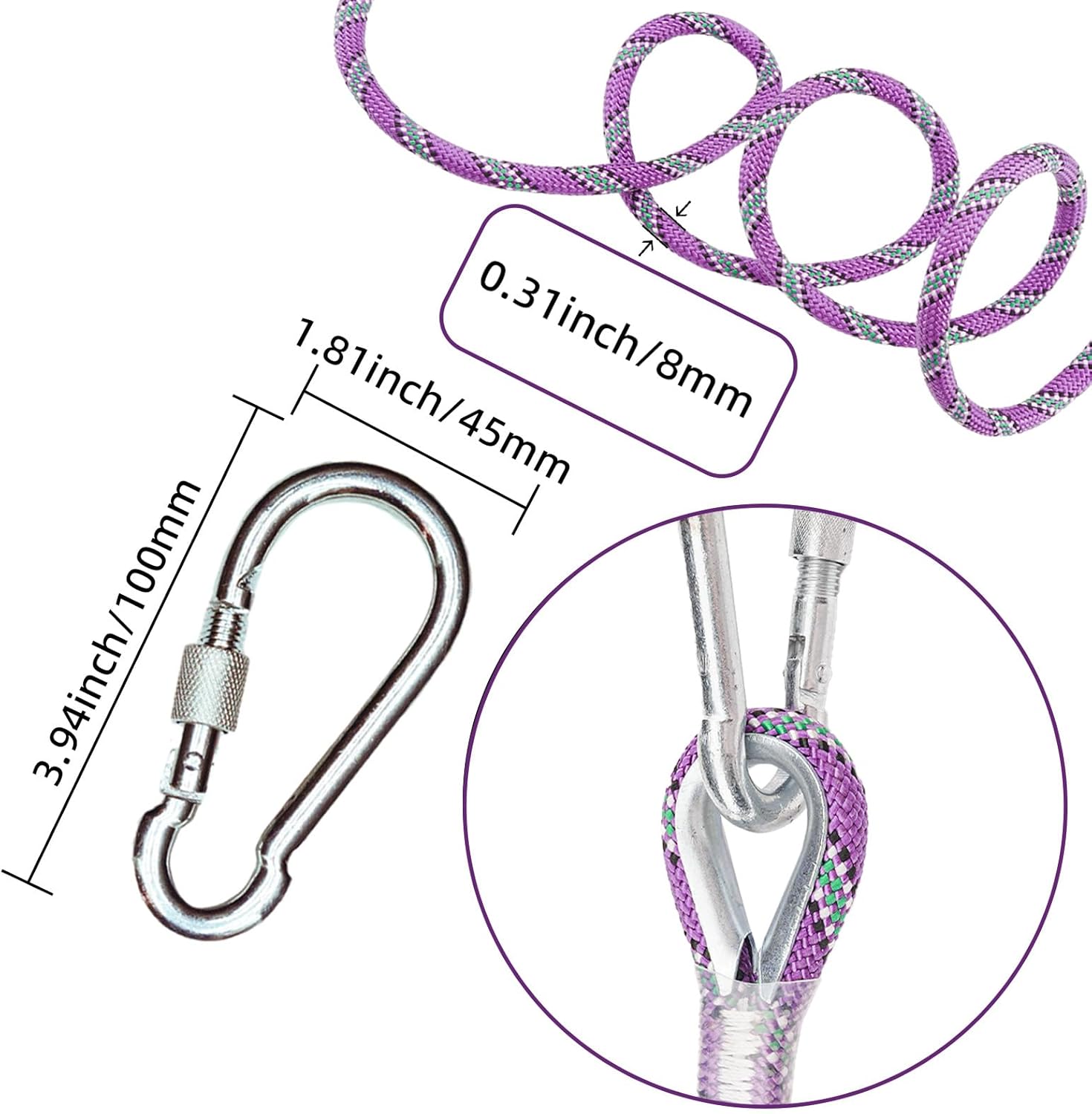 Static Climbing Rope - Heavy Duty Climbing Rope for Rock Climbing, Tree Climbing Gear, Arborist Rope, and Camping Rope - 10m (32ft), 20m (64ft), 30m (96ft)