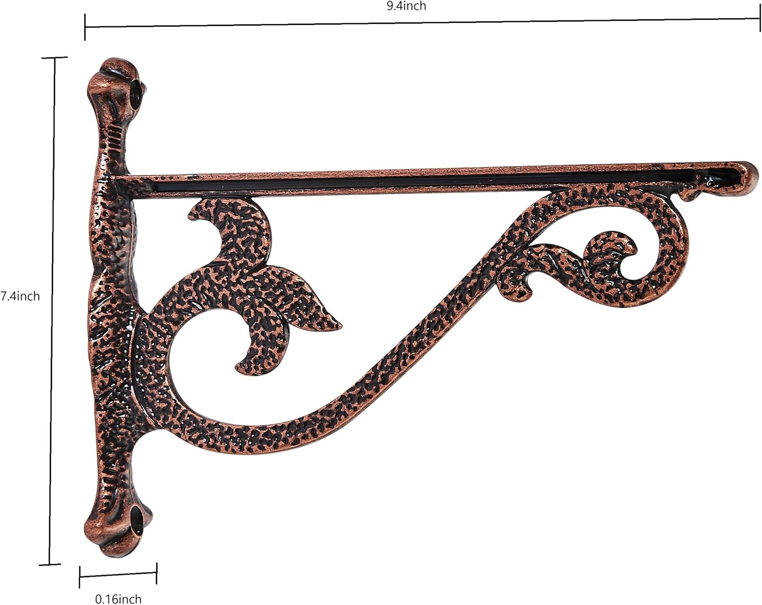 khtumeware 4 Pack Heavy Duty Hammered Antique Copper Shelf Brackets 10 Inch Wall Mounted Shelf Brackets Decorative Metal Wall Floating Rack Shelving Brackets