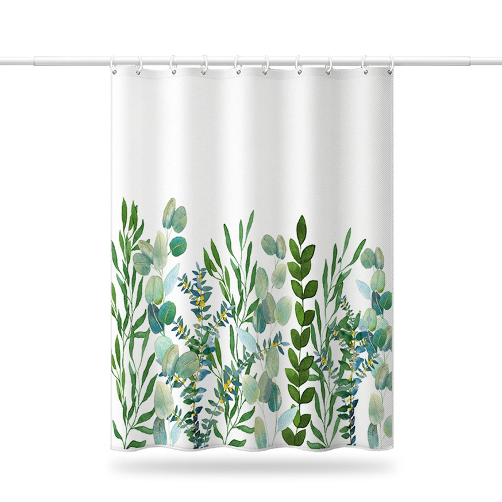 Rideau Motif Feuilles Vertes Rideau De Douche Zen Motif Feuilles Vertes - 120x200cm - Imperméable Et Anti-Moisissure Rideau Douche Imperméable Polyester