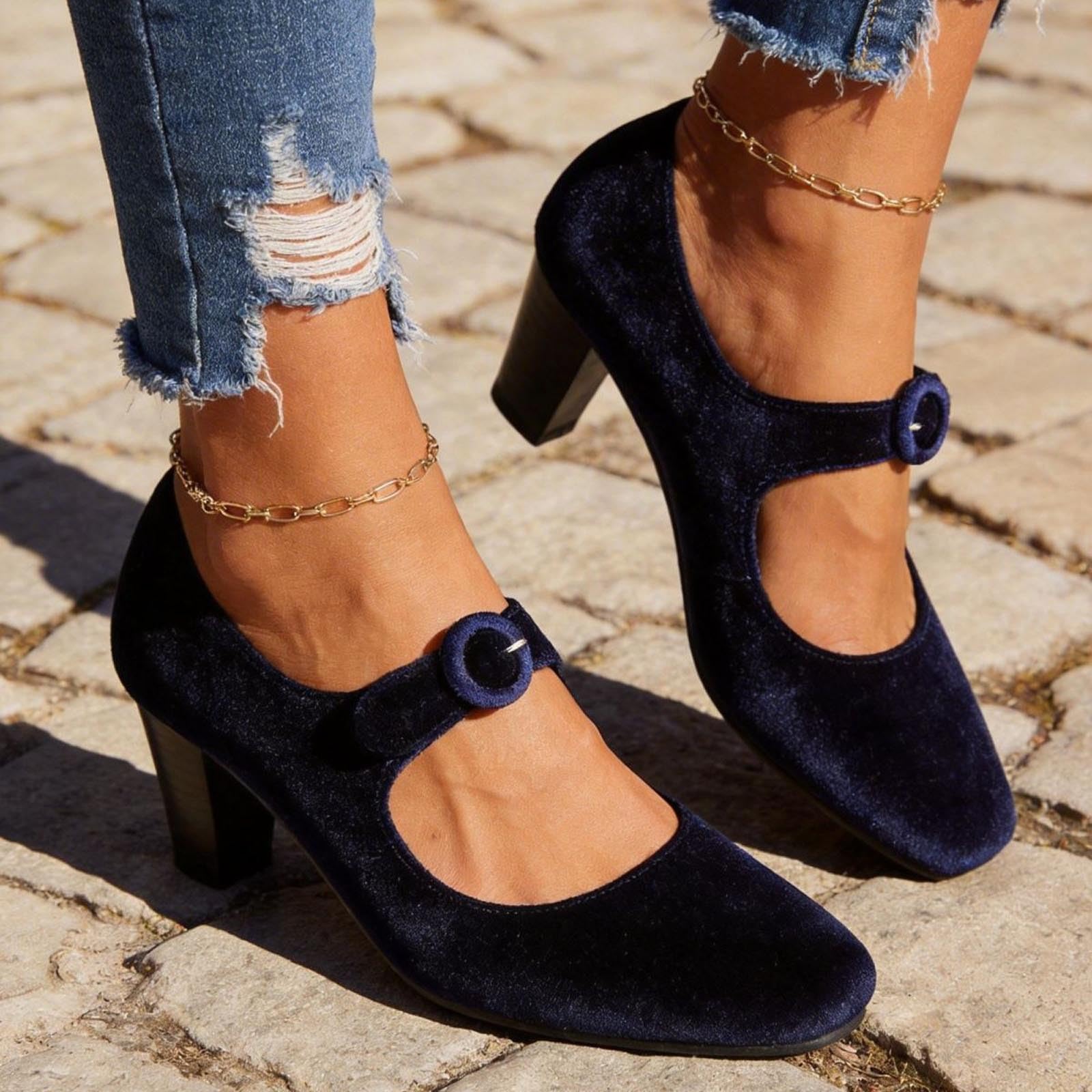 Zapatos de tacón alto para mujer, con pies anchos, elegantes, para traje regional, zapatos de novia, zapatos de tacón cerrados cómodos, con tiras tirolés, Oktoberfest, fiestas, bailes
