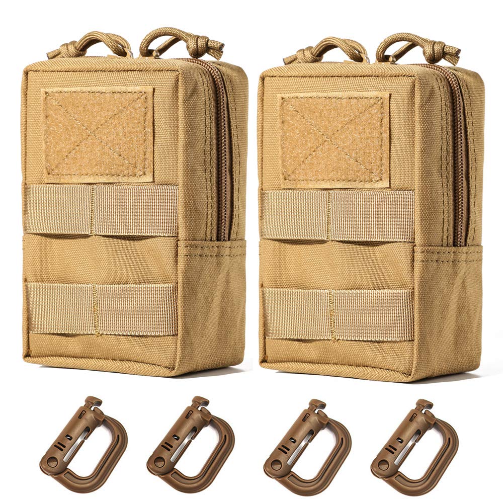 2 Pack Molle Gear Pouches,Tactical Military Back Pouch,Molle Attachments Waterproof Small Utility Pouch