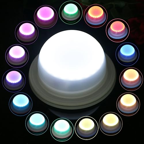 Miniatura 10 de Paquete de 4 luces LED debajo de la mesa para fiestas, iluminación RGB para eventos para bodas, control remoto para mesa de cóctel, mesa de café,
