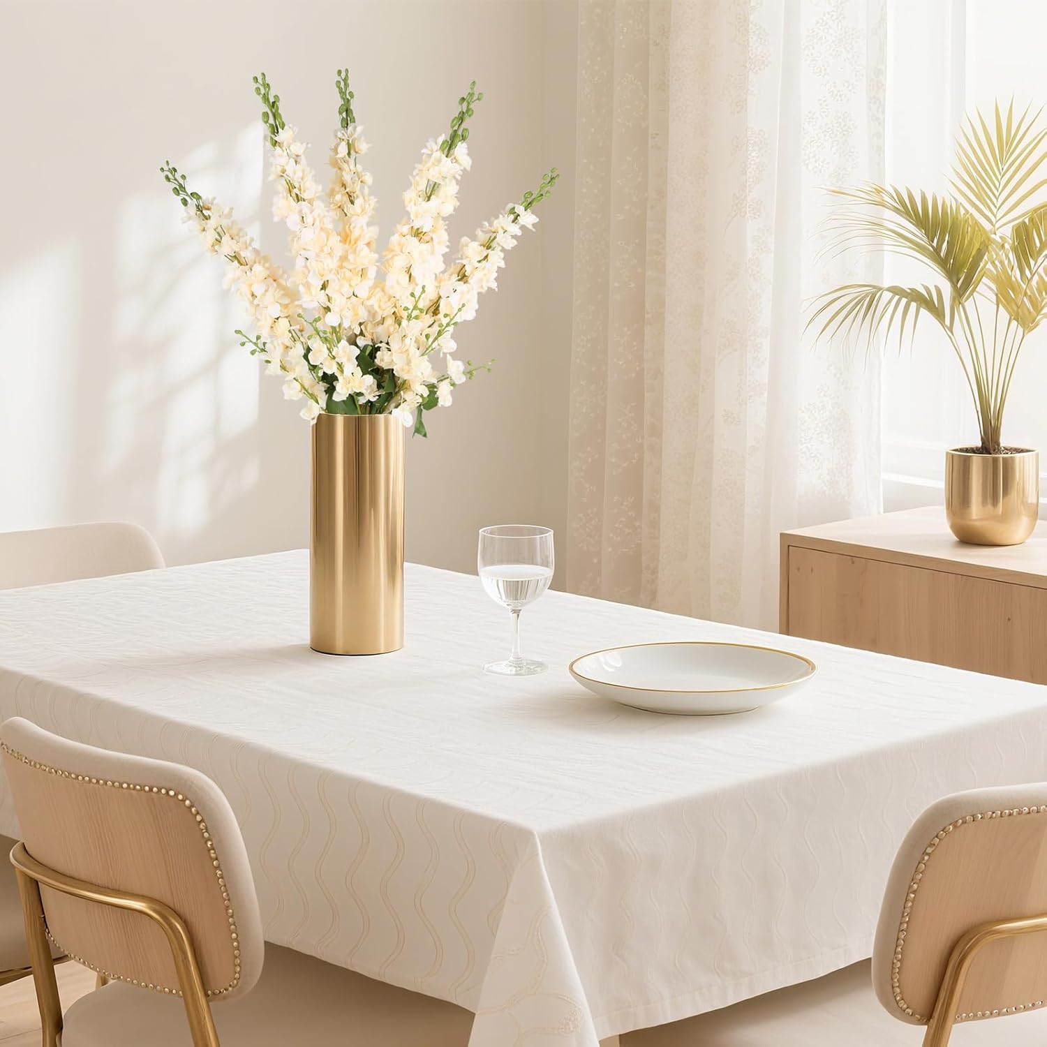 IPOPU 43.3" Delphinium Artificial Flowers 5PCS Faux Delphinium Flowers Larkspur Long Stem Artificial Flowers for Wedding Table Centerpieces Home Garden Decor(Champagne) - Image 7