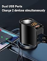 Vista 3 de LIHAN Cargador de coche con 3 USB, salida QC3.0, adaptador para encendedor de cigarrillos, enchufe de salida de 12 V/24 V, medidor de voltaje