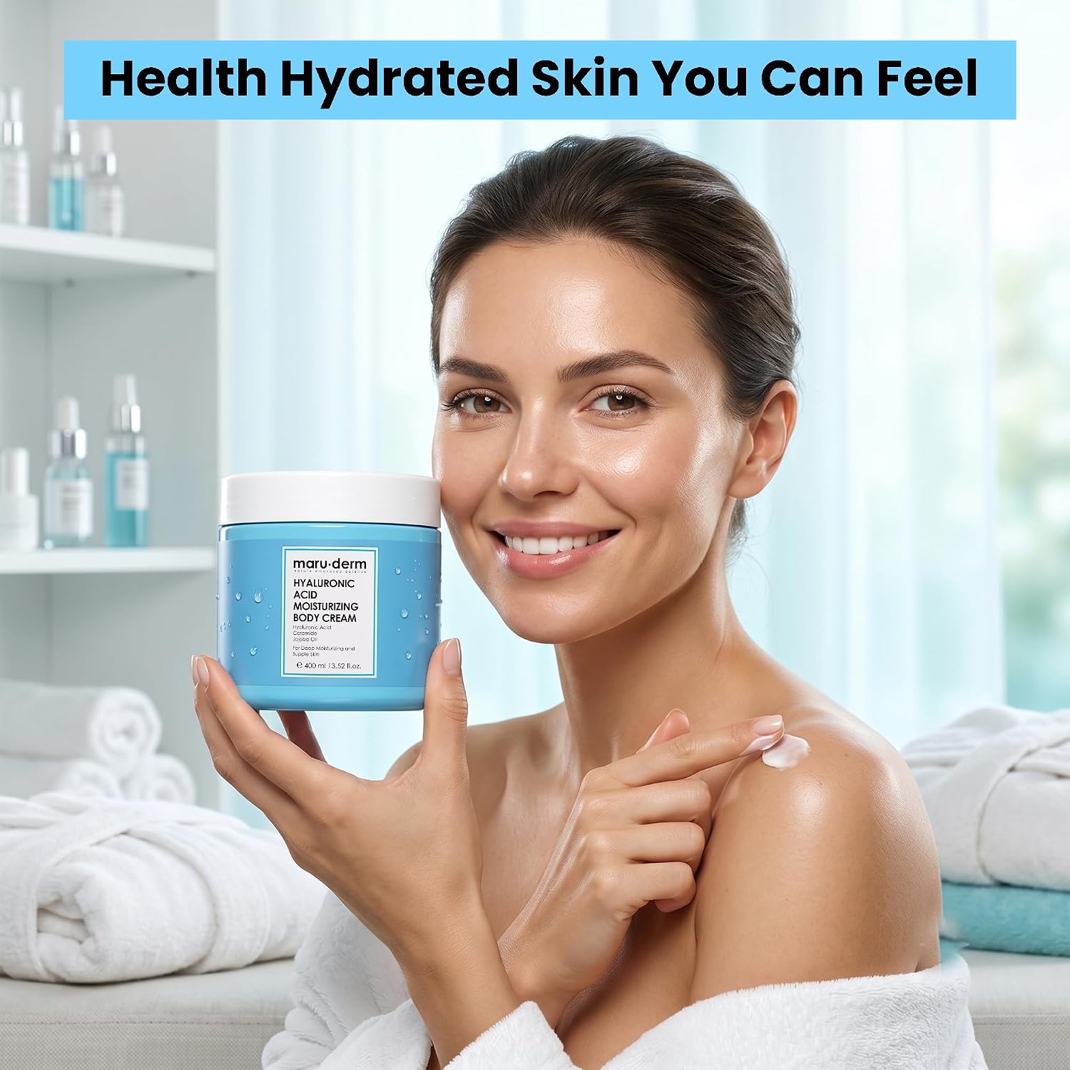 Maruderm Hyaluronic Acid Body Cream for Dry Skin - Moisturizing Cream with Ceramides and Jojoba Oil for Deep Hydration and Skin Barrier Support - Firming Body Cream for Smooth Healthy Looking Skin