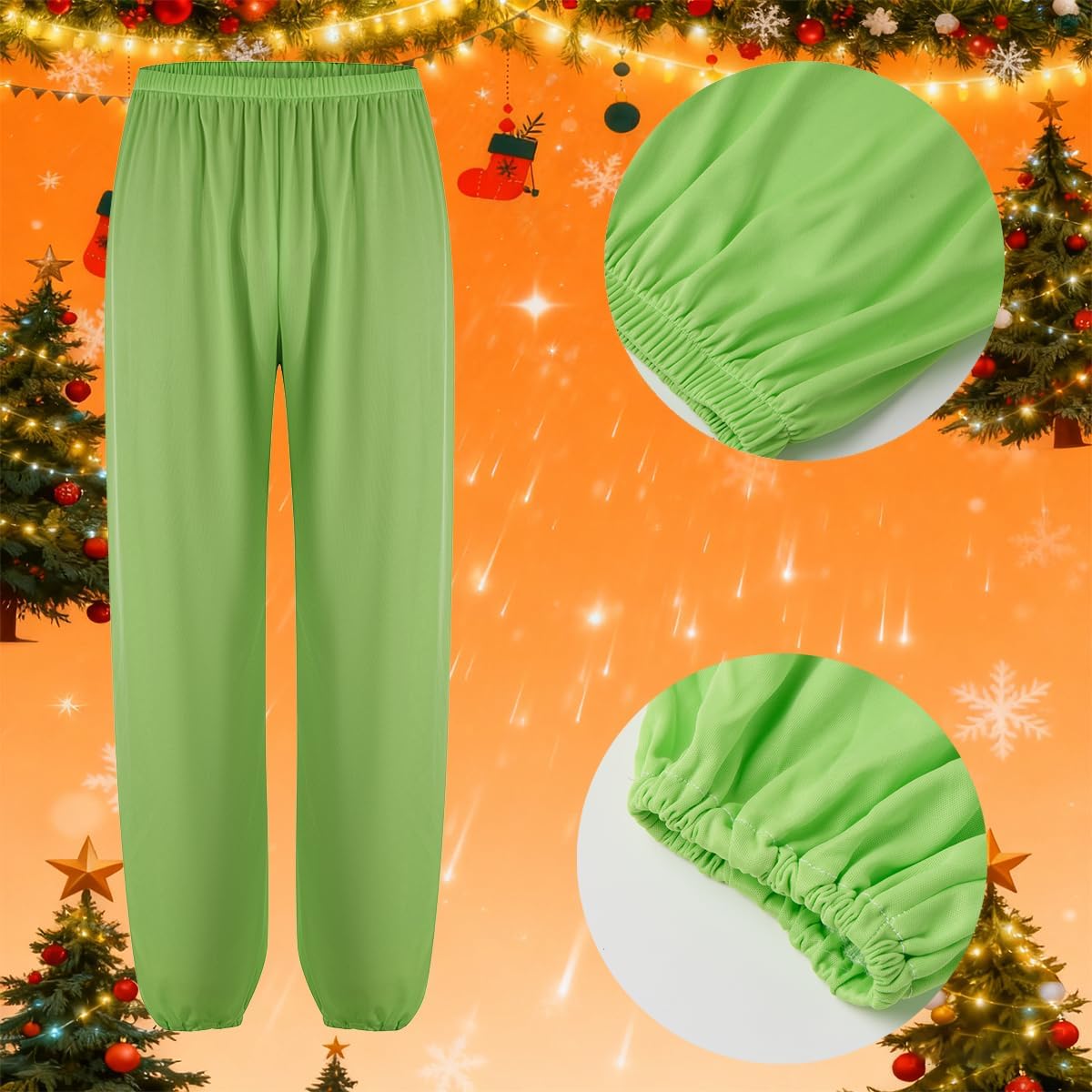 Adrinfly 7pcs Christmas Big Monster Santa Suit for Adult Green Deluxe Santa Costume With Mask
