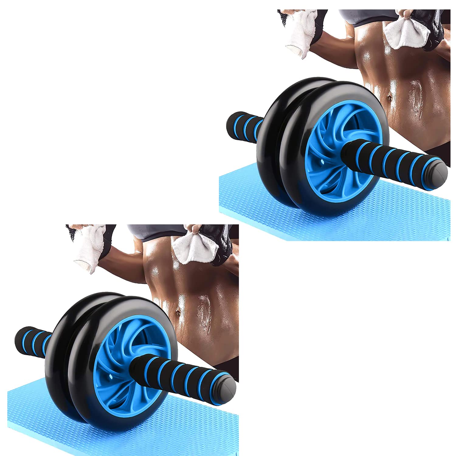Double Ab WheelRoller With Knee Pad|Abs Roller|Exercise Roller Wheel (Pack of 2)-image-36