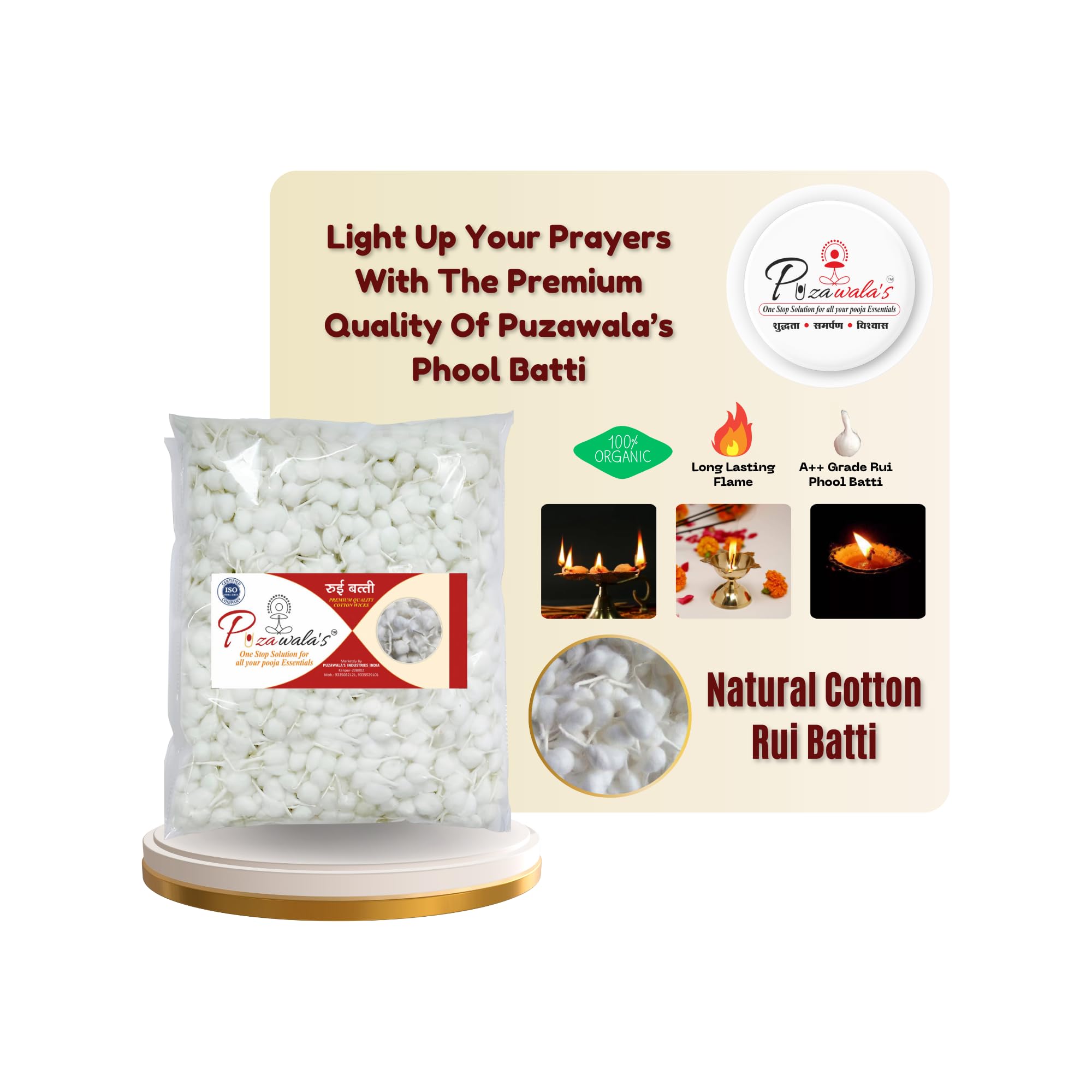 Puzawala's White Phool Pooja Batti - 1100 Wicks -5