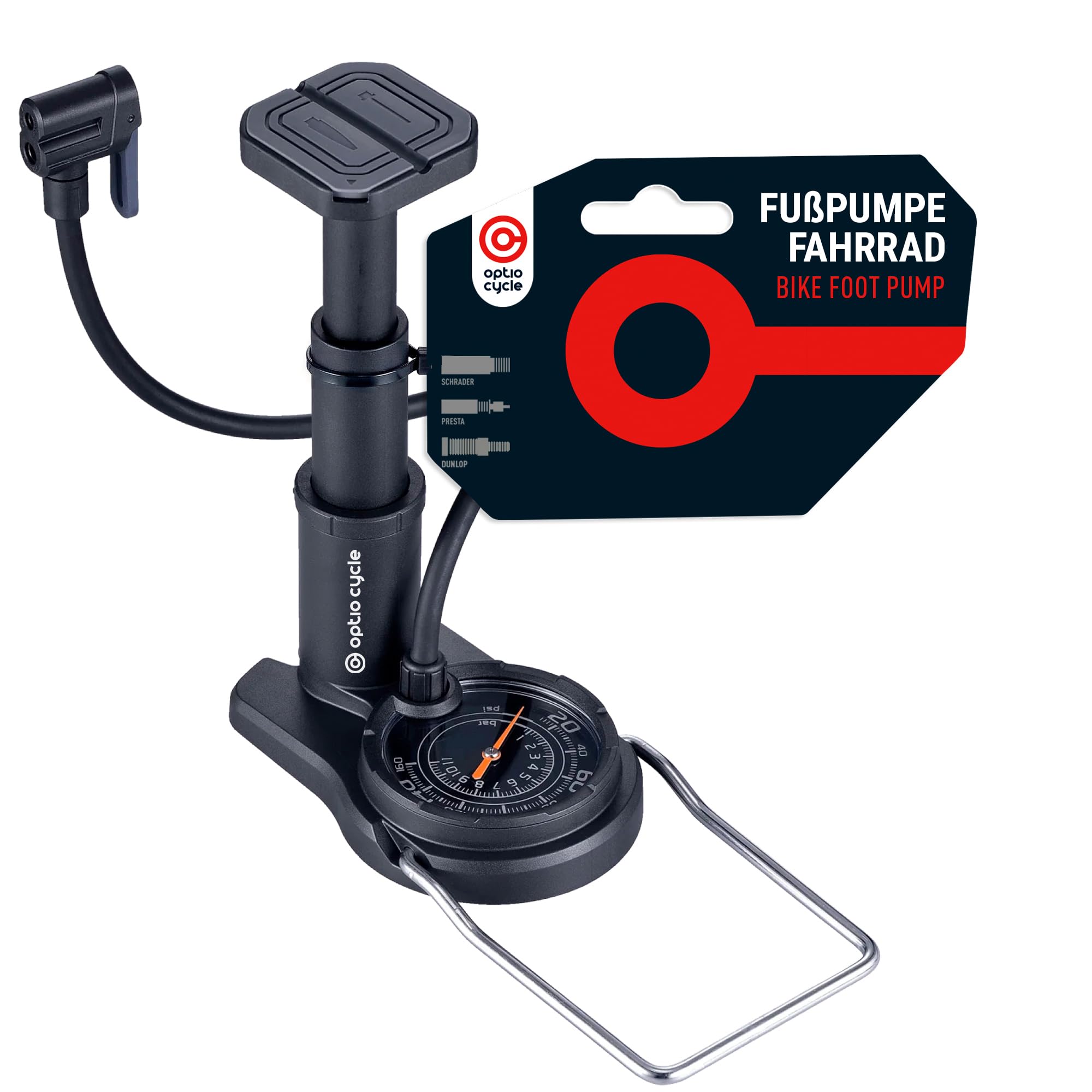 Pompka Nożna do Roweru 160 PSI / 11 Bar z Manometrem – Pompka Podłogowa na Wszystkie Zawory Presta, Schrader, Dunlop