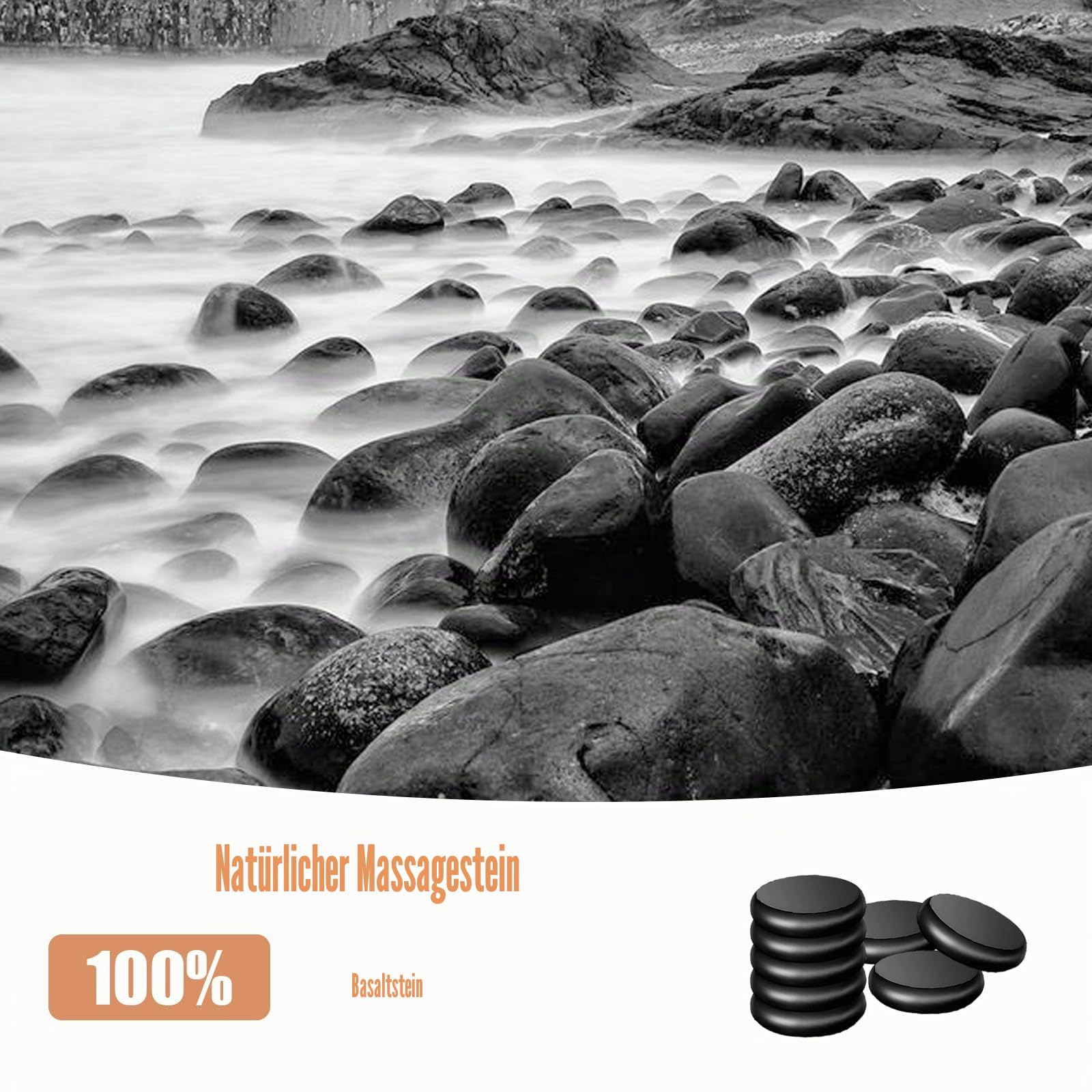 16 Steine Hot Stone Massage Set, Hot Stone Wärmegerät | Mit Heizkasten aus Aluminiumlegierung, Heiße Massagesteine aus Basalt, Hot-Stone-Massageset, Für ntspannung, Spa