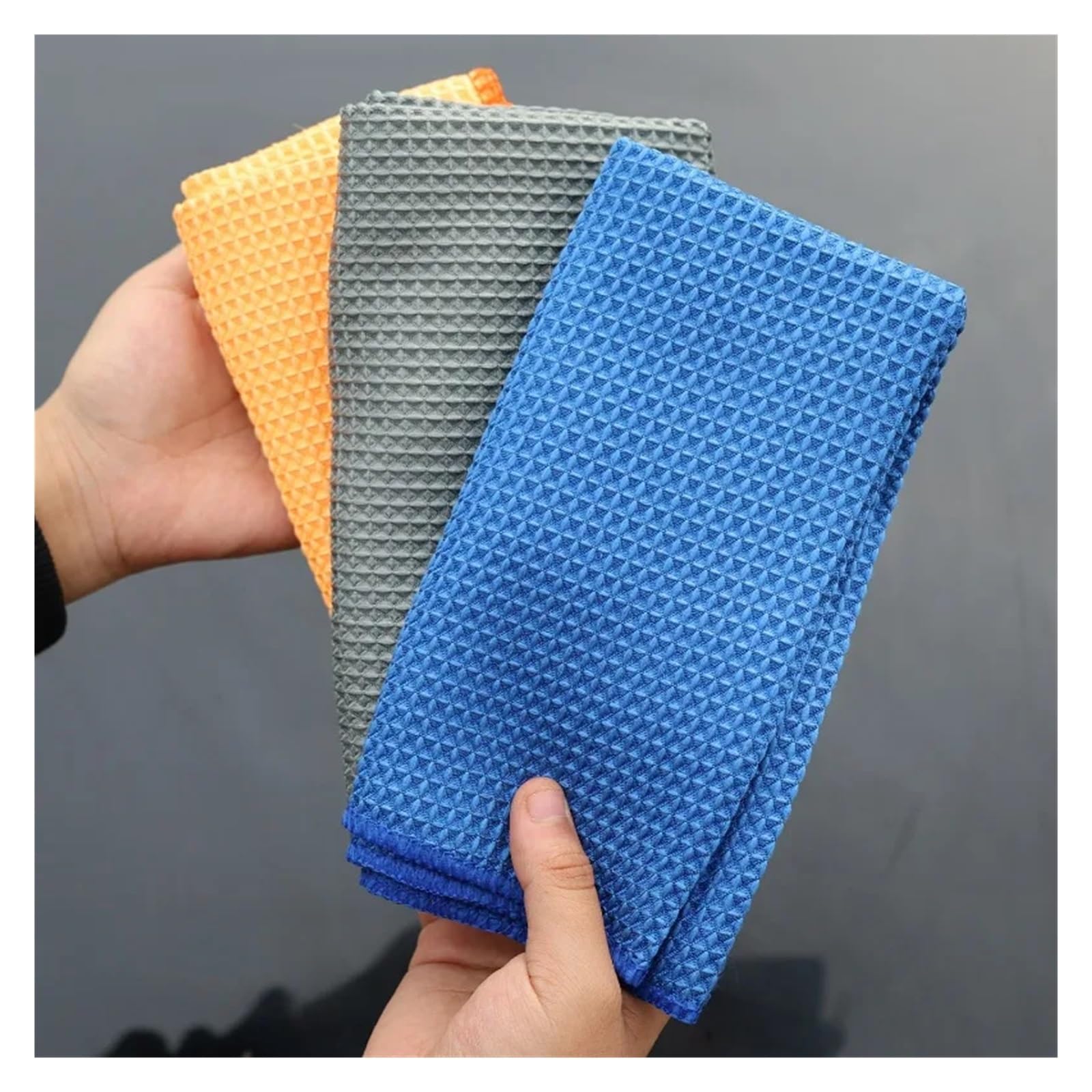 Premium Microfiber Car Wash Towel - Super Absorbent Waffle Weave Detailing Cloth for Care Household Cleaning Blue 38x38cm — view 5